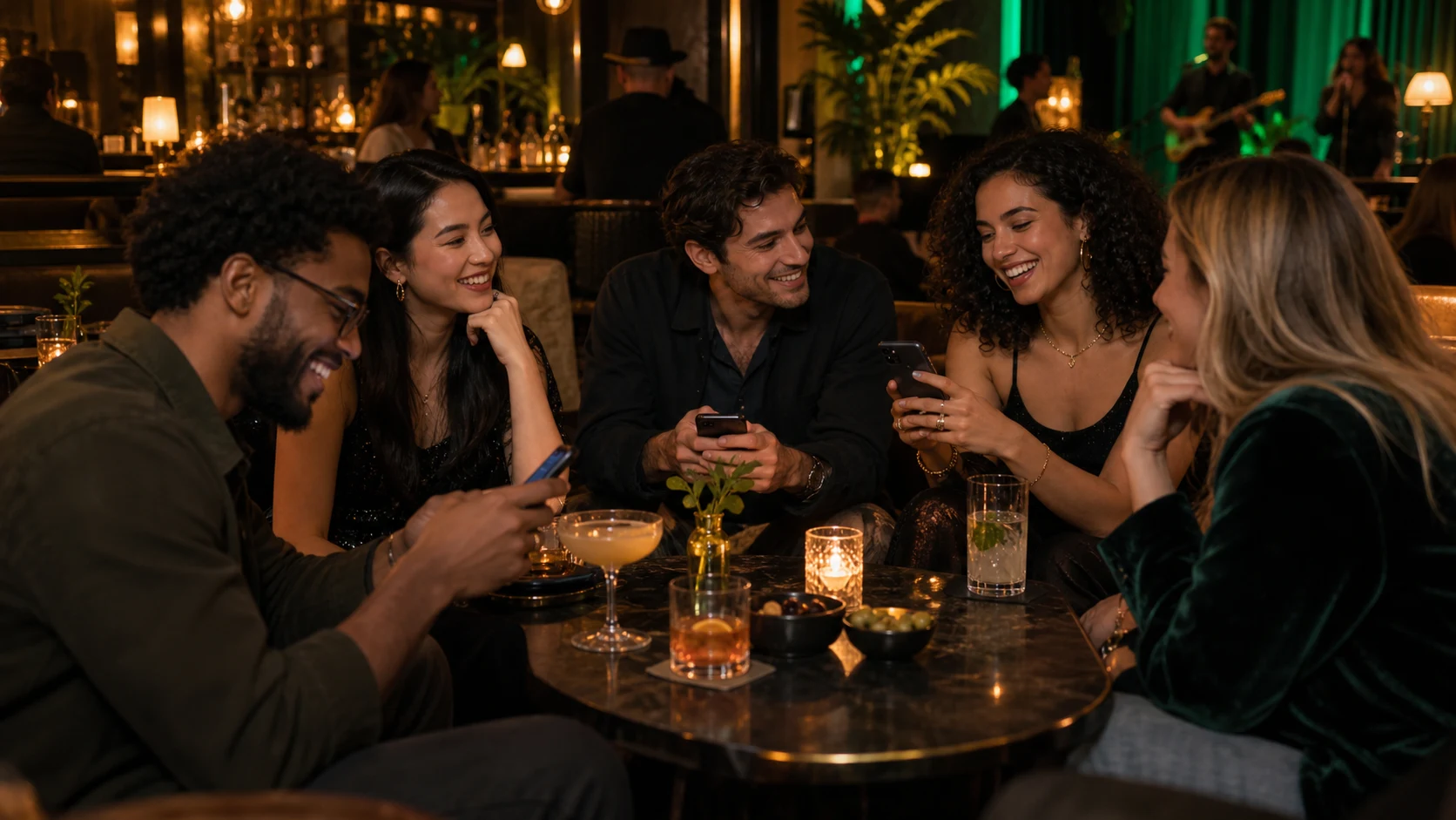 Friends sharing music and celebrating together